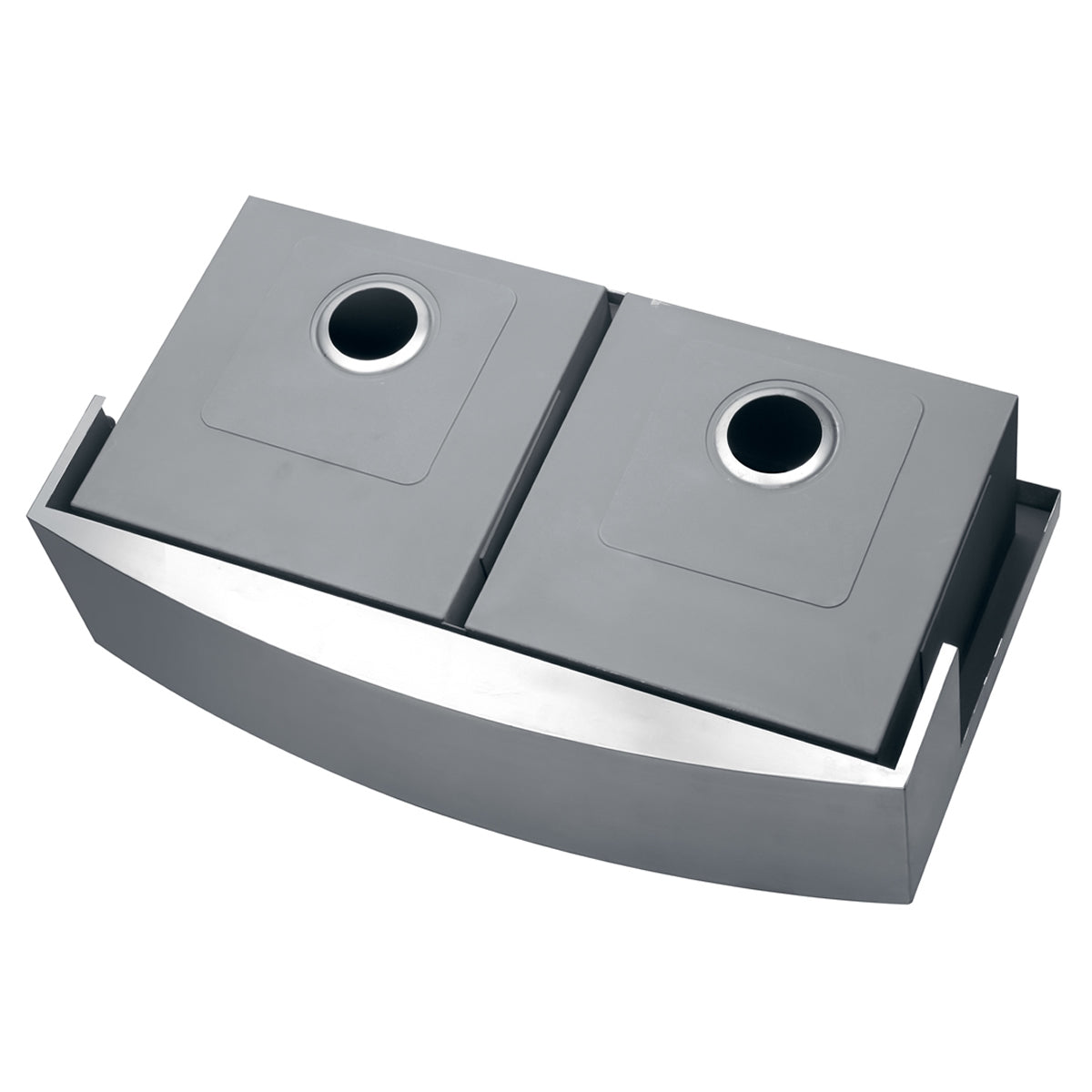 Ruvati 33" Apron-front Workstation Low-Divide Double Bowl 60/40 Farmhouse 16 Gauge Stainless Steel Kitchen Sink