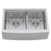 Ruvati 33" Apron-front Workstation Low-Divide Double Bowl 60/40 Farmhouse 16 Gauge Stainless Steel Kitchen Sink