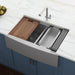 Ruvati 33" Apron-front Workstation Low-Divide Double Bowl 60/40 Farmhouse 16 Gauge Stainless Steel Kitchen Sink