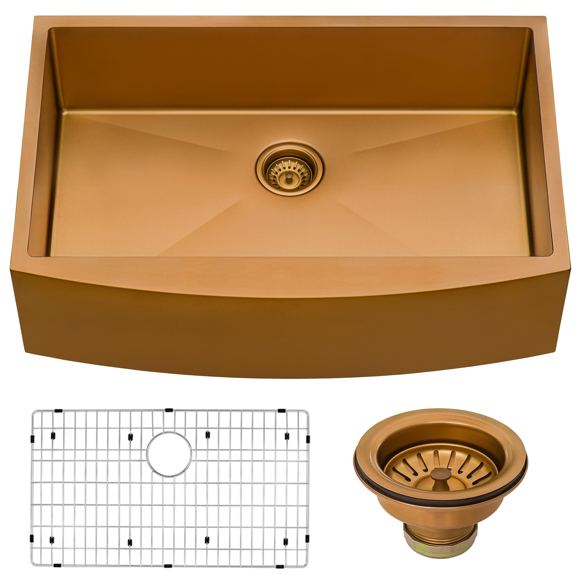 Ruvati 33" Copper Tone Matte Bronze Apron Front Stainless Steel Kitchen Sink