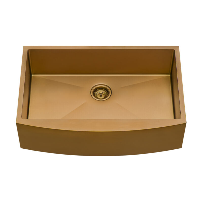 Ruvati 33" Copper Tone Matte Bronze Apron Front Stainless Steel Kitchen Sink