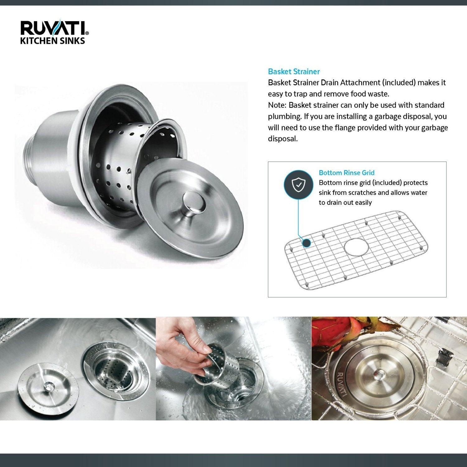 Ruvati 33" Drop-in Low Platform-Divide Zero Radius 60/40 Double Bowl 16 Gauge Topmount Kitchen Sink