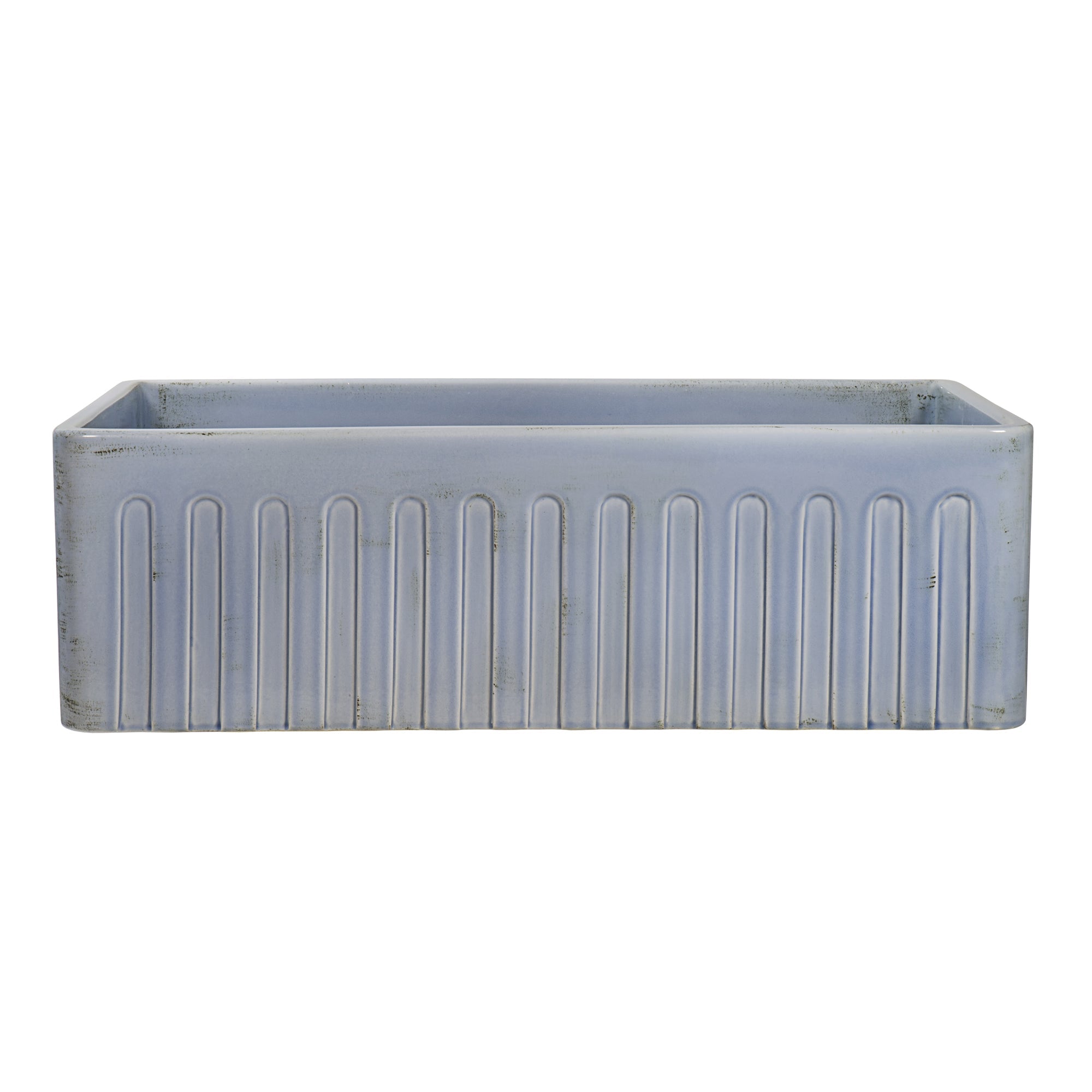 Ruvati 33" Fireclay Distressed Finish Farmhouse Apron-Front Kitchen Sink Reversible - Coastal Blue