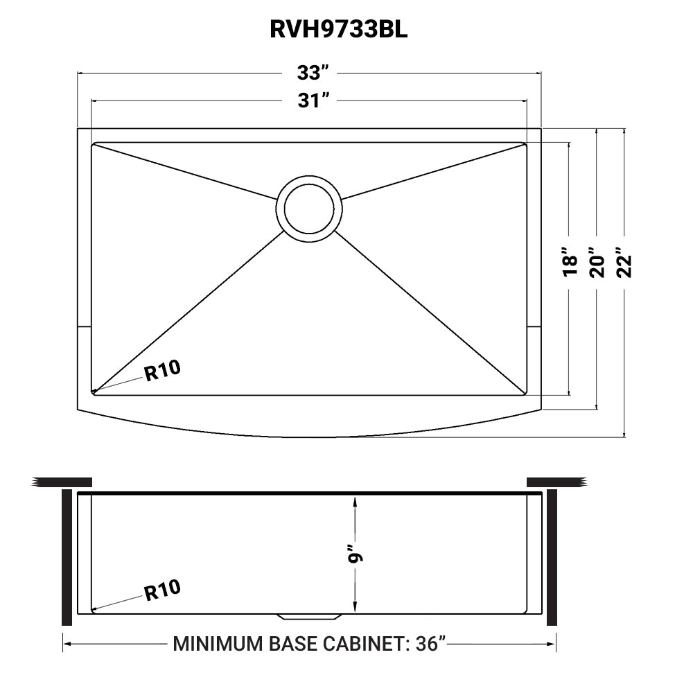 Ruvati 33" Matte Gold Apron Front Stainless Steel Kitchen Sink