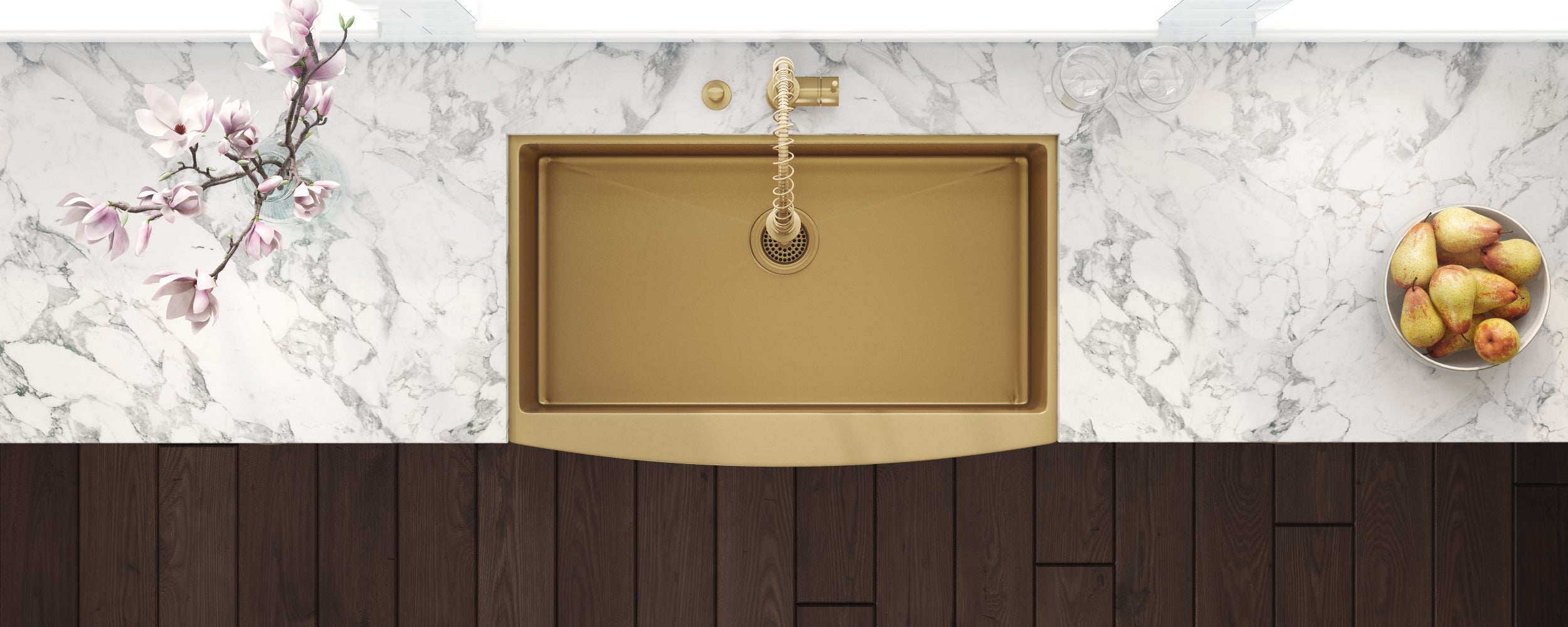 Ruvati 33" Matte Gold Apron Front Stainless Steel Kitchen Sink