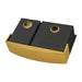 Ruvati 33" Matte Gold Stainless Steel 60/40 Double Bowl Apron Front Farmhouse Kitchen Sink