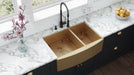 Ruvati 33" Matte Gold Stainless Steel 60/40 Double Bowl Apron Front Farmhouse Kitchen Sink