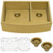 Ruvati 33" Matte Gold Stainless Steel 60/40 Double Bowl Apron Front Farmhouse Kitchen Sink