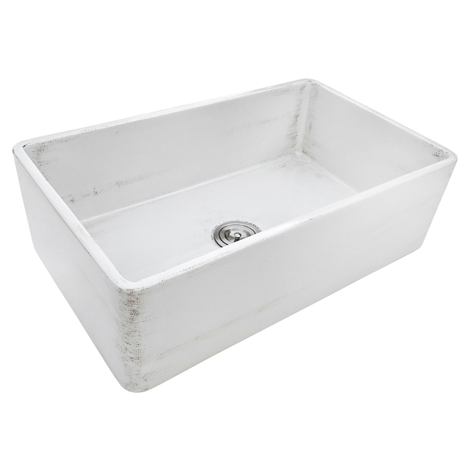 Ruvati 33" Reversible Distressed White Fireclay Farmhouse Apron Front Kitchen Sink