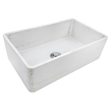 Ruvati 33" Reversible Distressed White Fireclay Farmhouse Apron Front Kitchen Sink