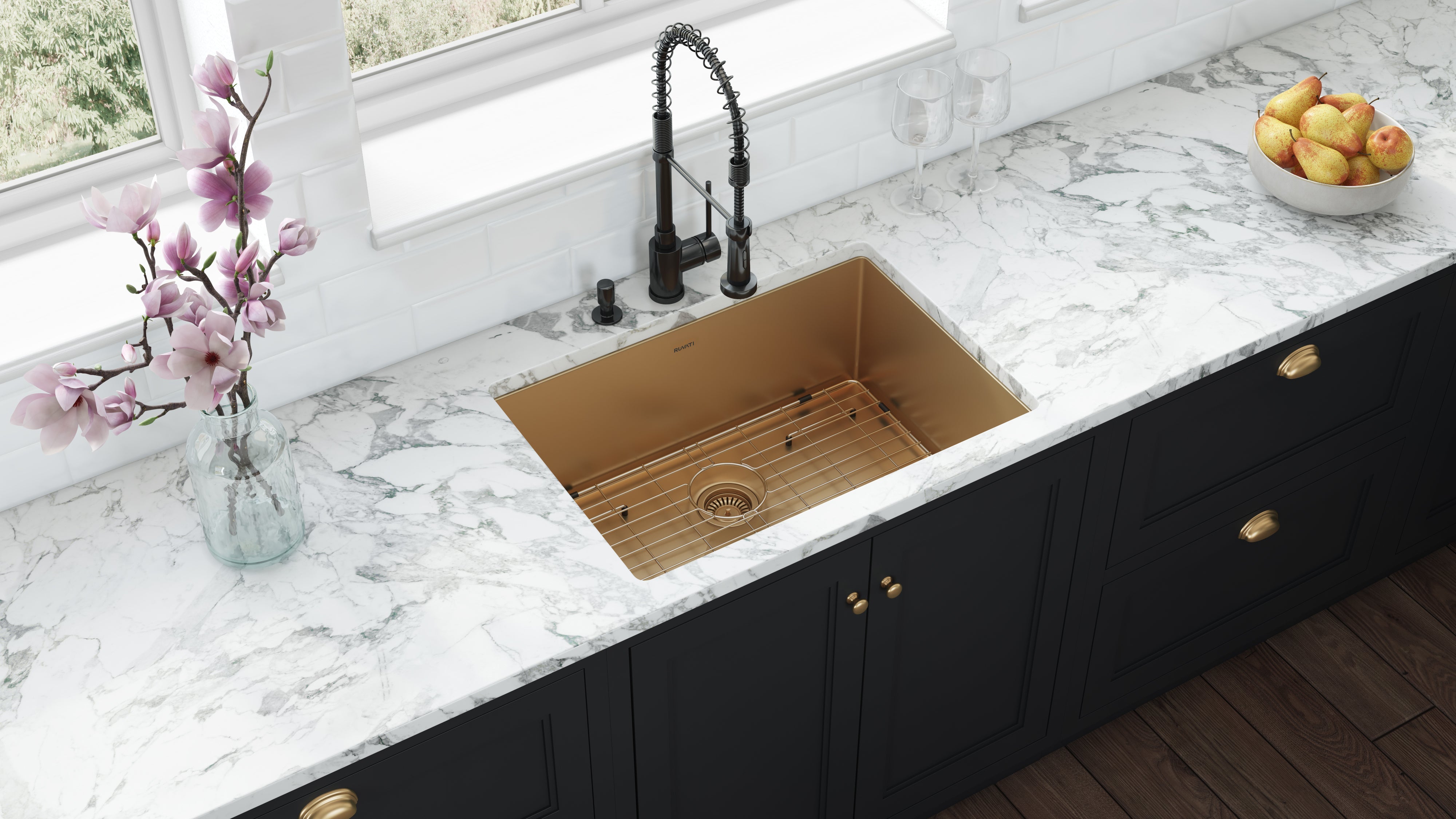 Ruvati 33" Undermount Matte Gold 16 Gauge Stainless Steel Kitchen Sink