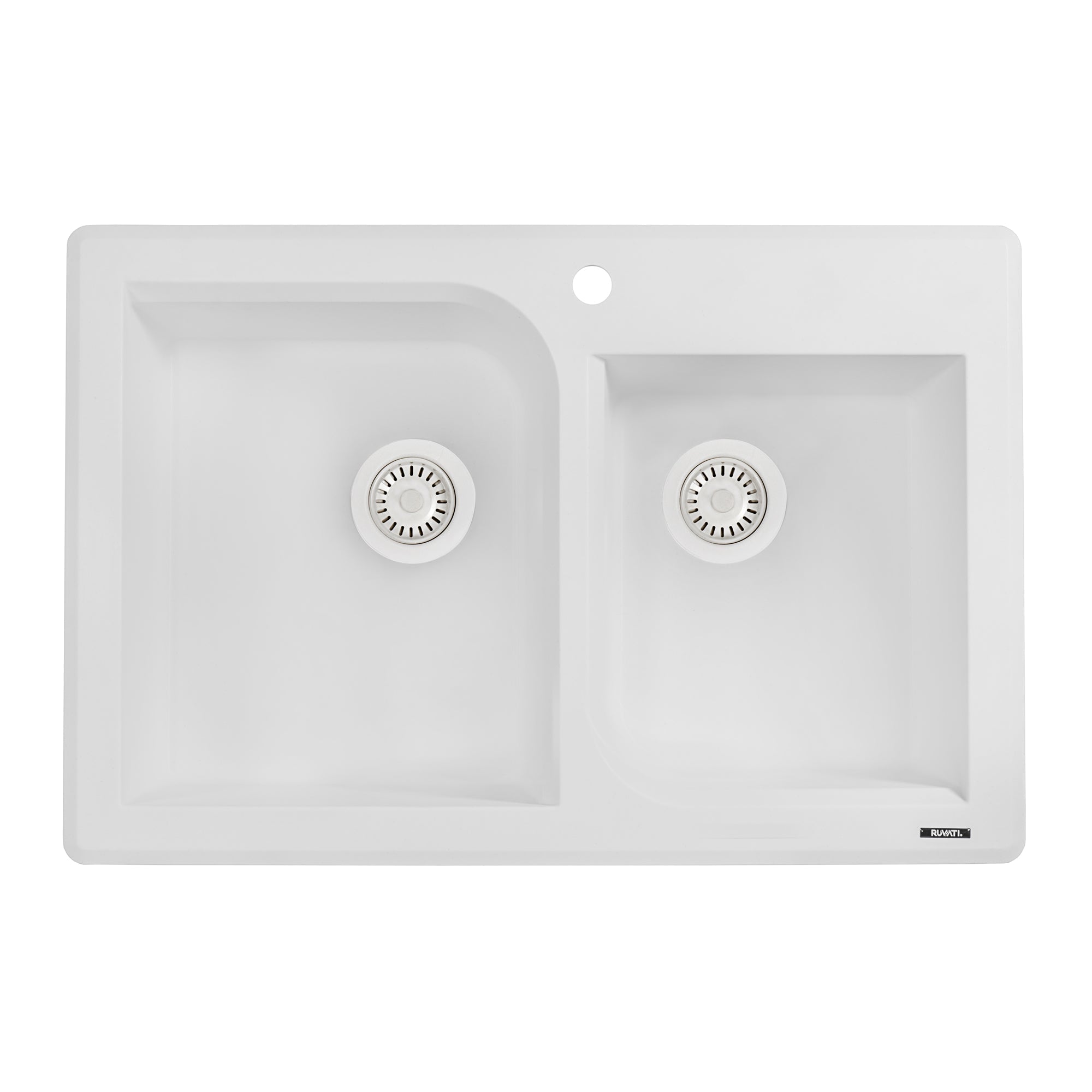 Ruvati 33" epiGranite Dual-Mount Granite Composite Double Bowl Kitchen Sink