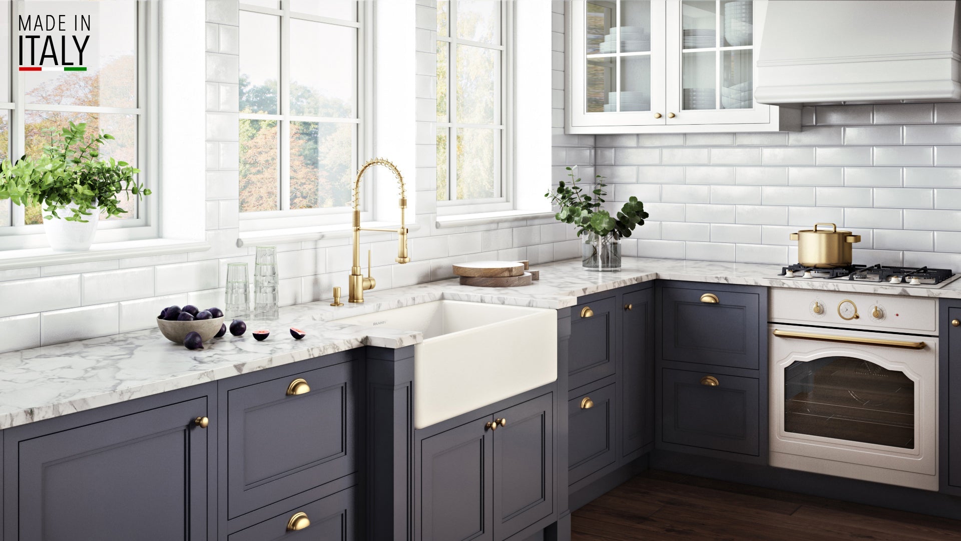 Ruvati 33 x 20" Fireclay Reversible Farmhouse Apron-Front Kitchen Sink Single Bowl