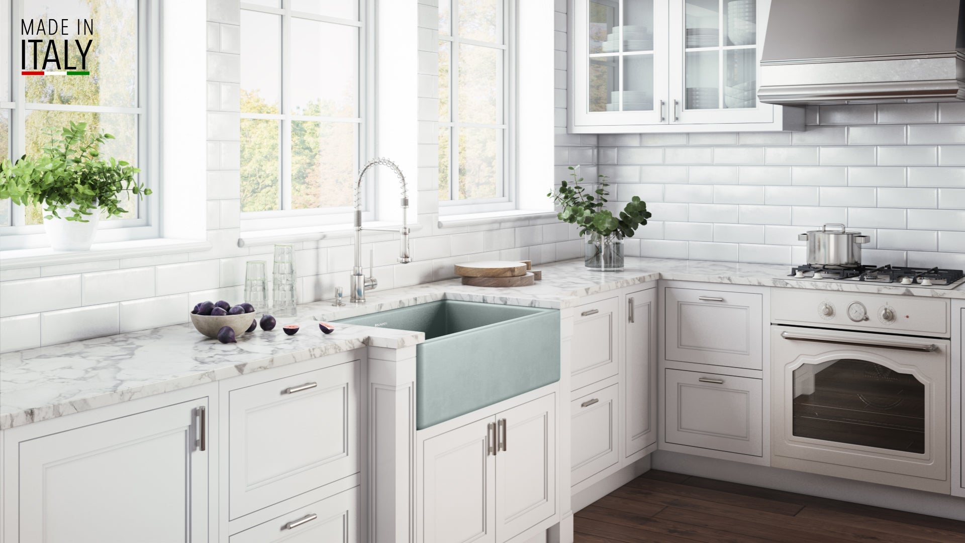 Ruvati 33 x 20" Fireclay Reversible Farmhouse Apron-Front Kitchen Sink Single Bowl
