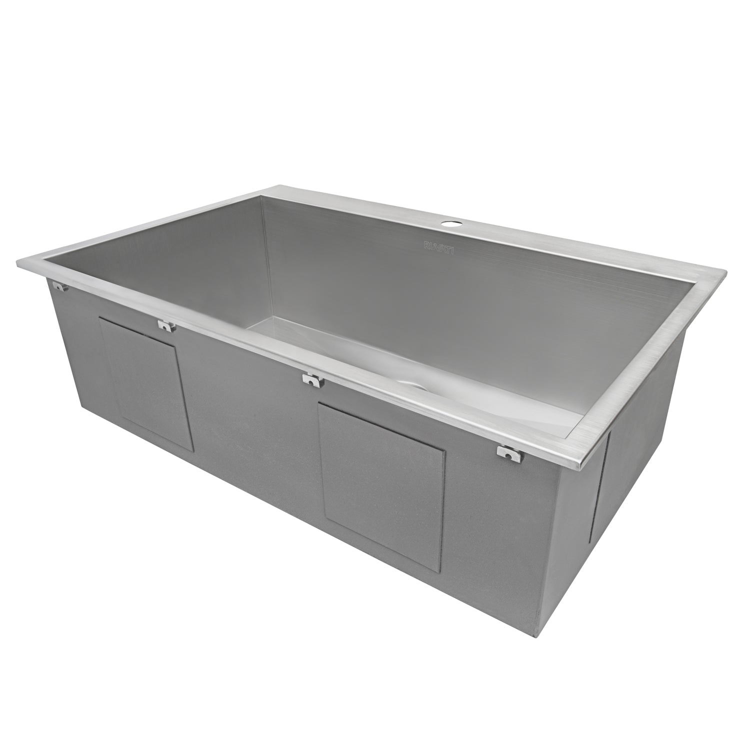 Ruvati 33" x 21" Drop-in Topmount 16 Gauge Zero Radius Stainless Steel Single Bowl Kitchen Sink