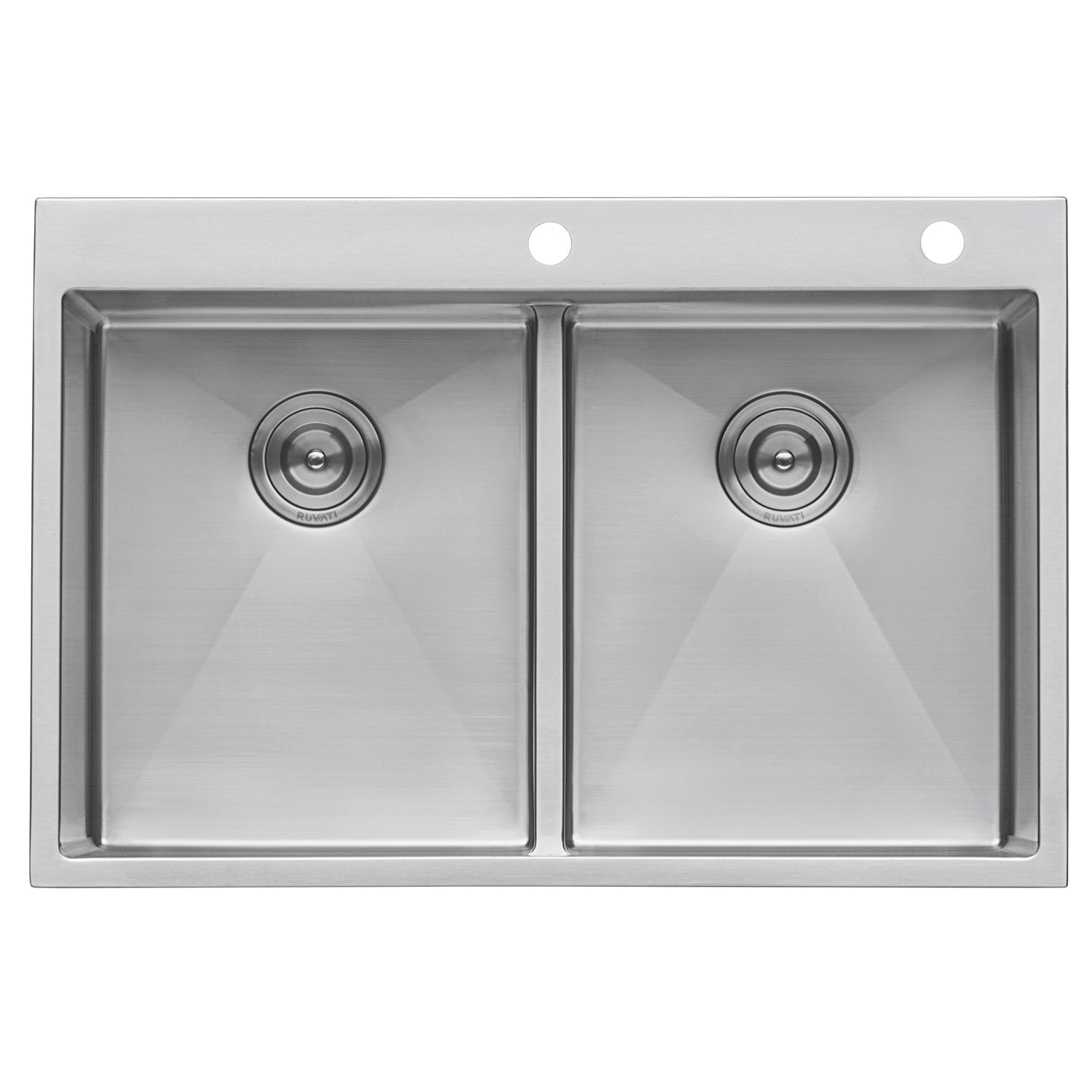 Ruvati 33 x 22" Drop-in 50/50 Double Bowl Tight Radius 16 Gauge Topmount Stainless Steel Kitchen Sink