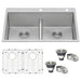 Ruvati 33 x 22" Drop-in 50/50 Double Bowl Tight Radius 16 Gauge Topmount Stainless Steel Kitchen Sink