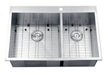 Ruvati 33 x 22" Drop-in 60/40 Double Bowl 16 Gauge Zero Radius Topmount Stainless Steel Kitchen Sink