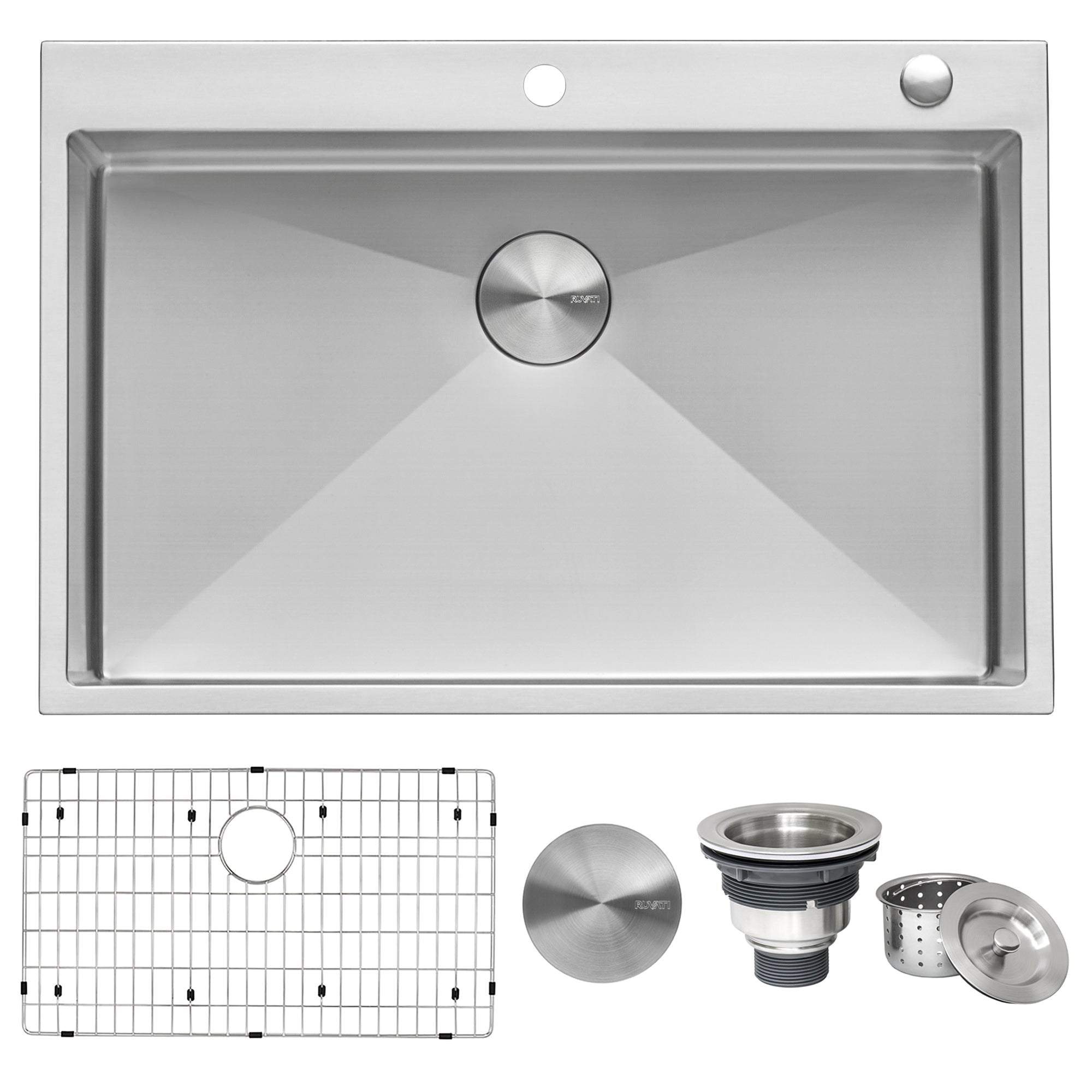 Ruvati 33 x 22" Drop-in Tight Radius 16 Gauge Stainless Steel Topmount Single Bowl Kitchen Sink