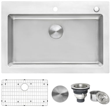 Ruvati 33" x 22" Topmount 16 Gauge Stainless Steel Kitchen Sink RVM5001