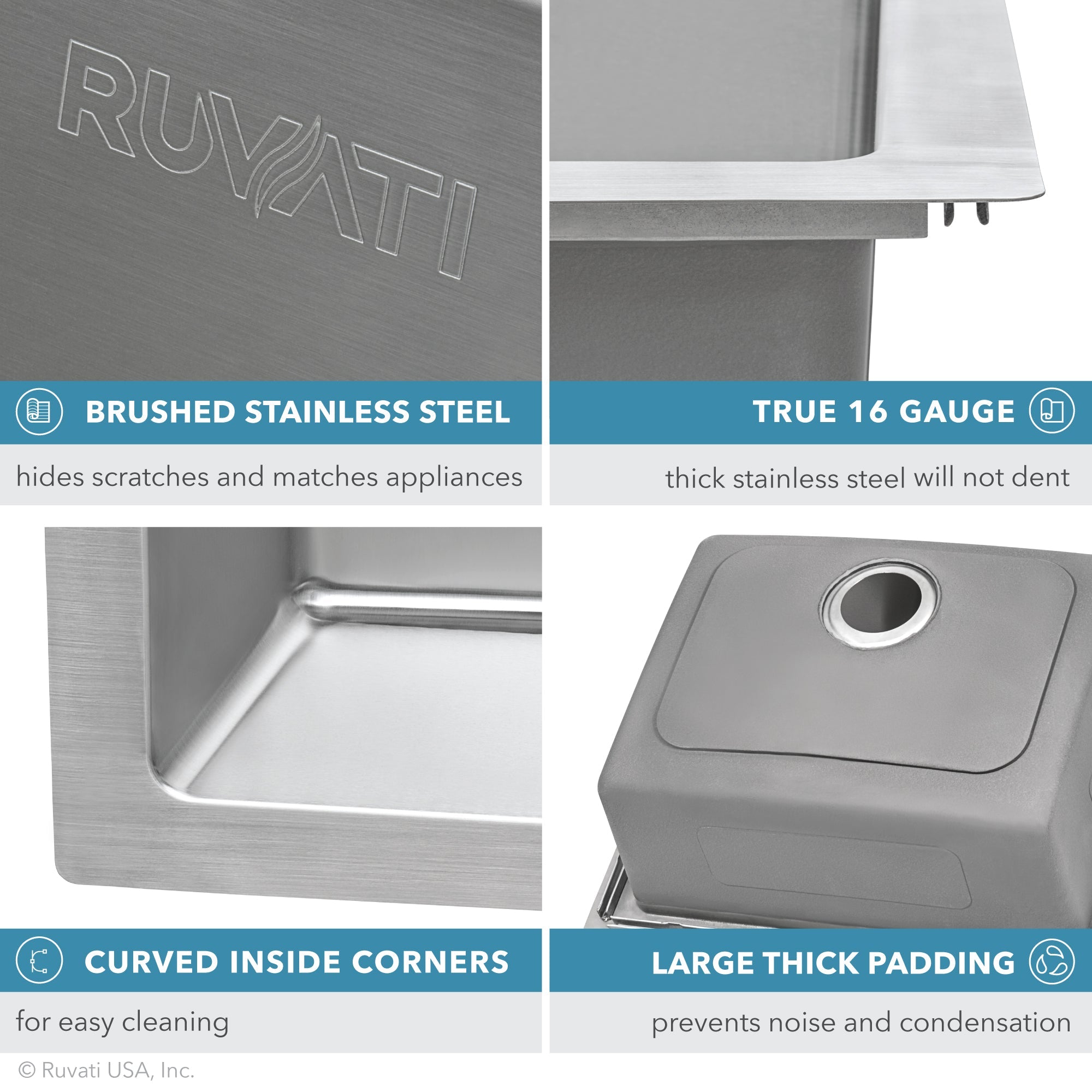 Ruvati 33" x 22" Topmount 50/50 Double Bowl 16 Gauge Stainless Steel Kitchen Sink