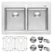 Ruvati 33" x 22" Topmount 50/50 Double Bowl 16 Gauge Stainless Steel Kitchen Sink