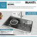 Ruvati 33 x 22" Workstation Ledge Drop-in Tight Radius 16 Gauge Stainless Steel Single Bowl Kitchen Sink