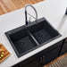 Ruvati 33 x 22" epiGranite Drop-in Topmount Granite Composite Double Bowl Low Divide Kitchen Sink