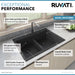 Ruvati 33 x 22" epiGranite Drop-in Topmount Granite Composite Double Bowl Low Divide Kitchen Sink