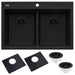Ruvati 33 x 22" epiGranite Drop-in Topmount Granite Composite Double Bowl Low Divide Kitchen Sink