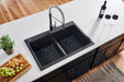 Ruvati 33 x 22" epiGranite Drop-in Topmount Granite Composite Double Bowl Low Divide Kitchen Sink