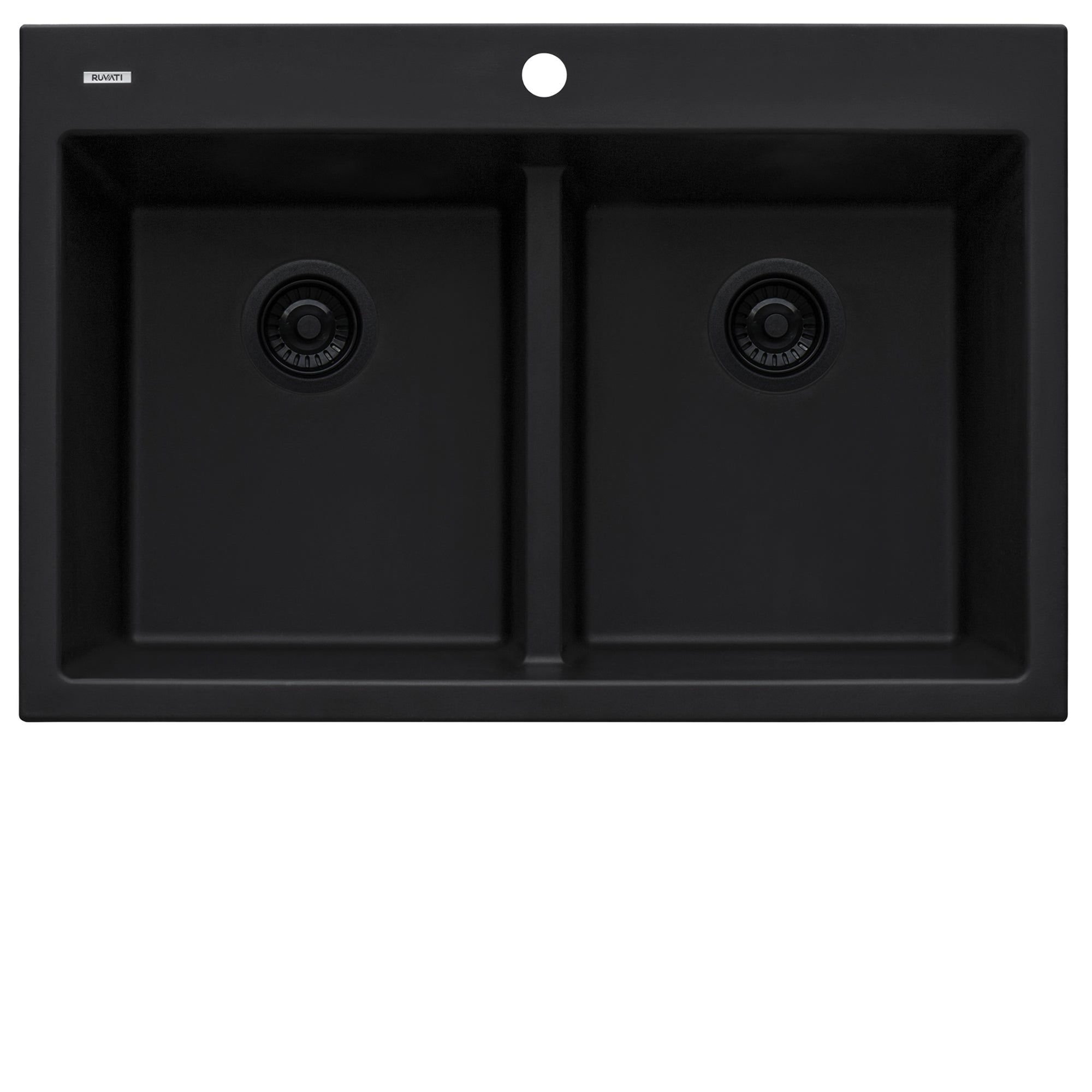 Ruvati 33 x 22" epiGranite Drop-in Topmount Granite Composite Double Bowl Low Divide Kitchen Sink