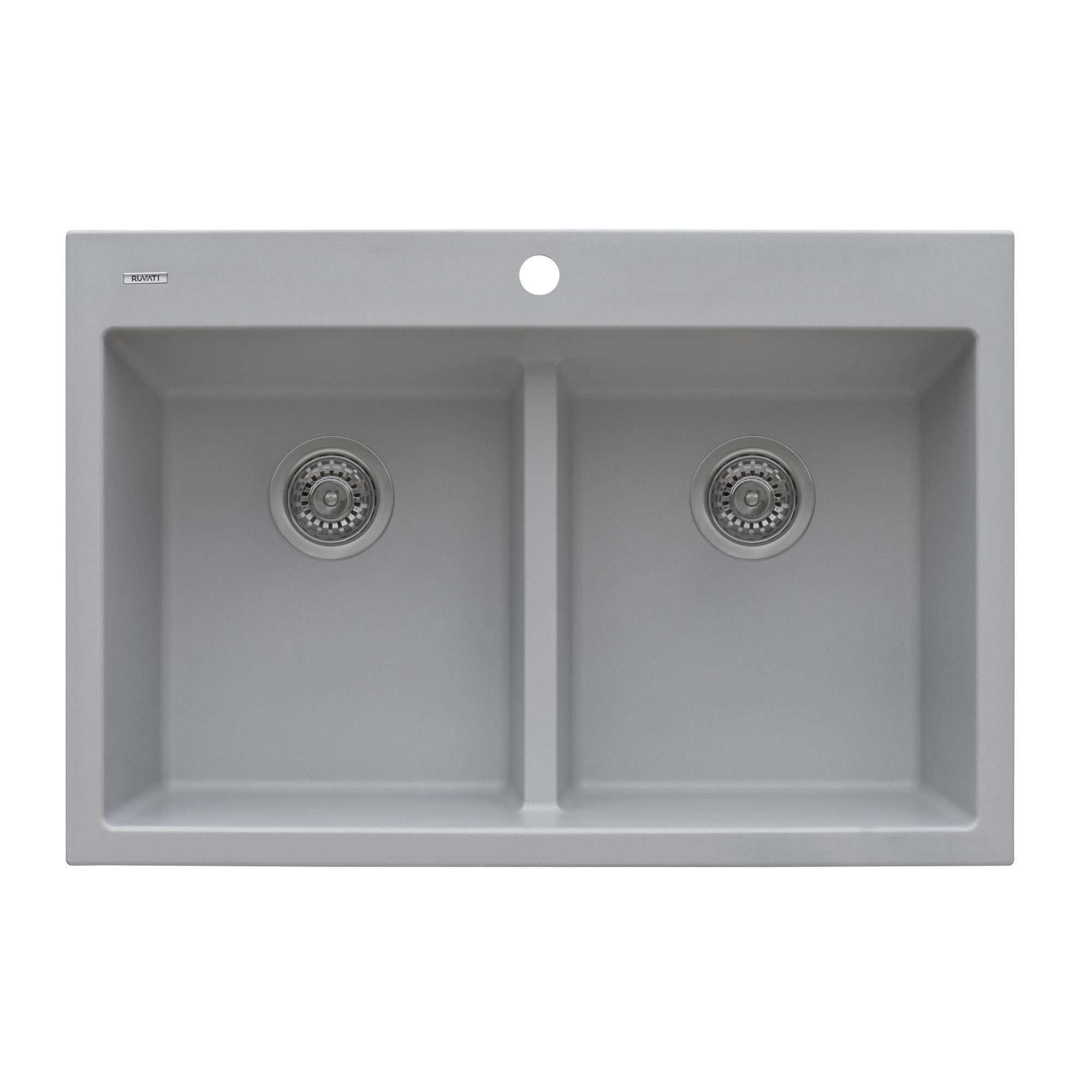 Ruvati 33 x 22" epiGranite Drop-in Topmount Granite Composite Double Bowl Low Divide Kitchen Sink