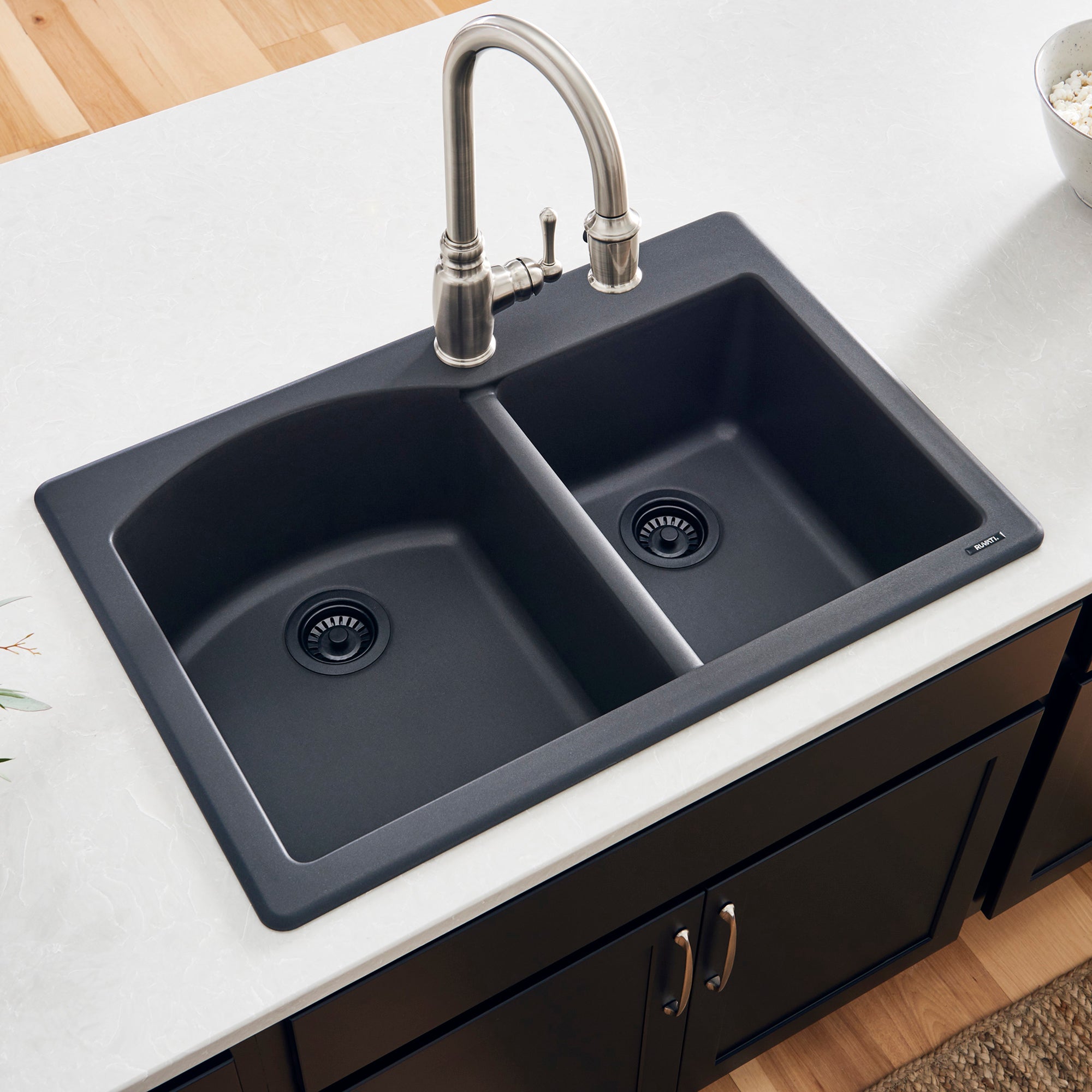 Ruvati 33 x 22" epiGranite Dual-Mount Double Bowl Granite Composite Kitchen Sink