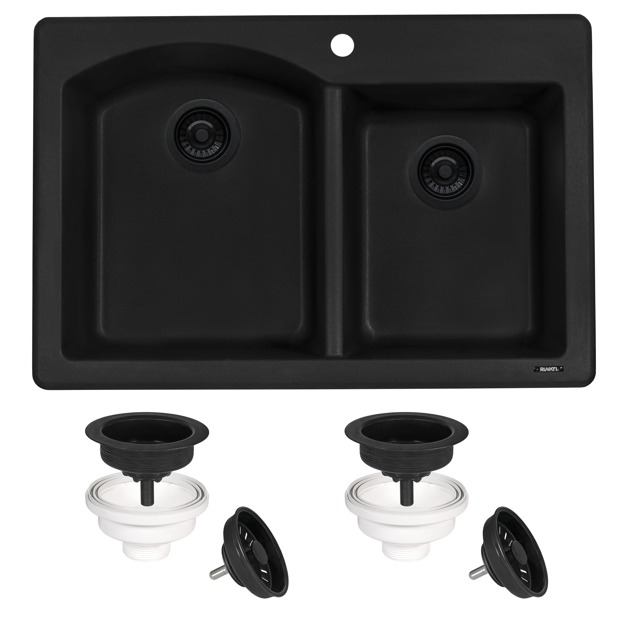 Ruvati 33 x 22" epiGranite Dual-Mount Double Bowl Granite Composite Kitchen Sink