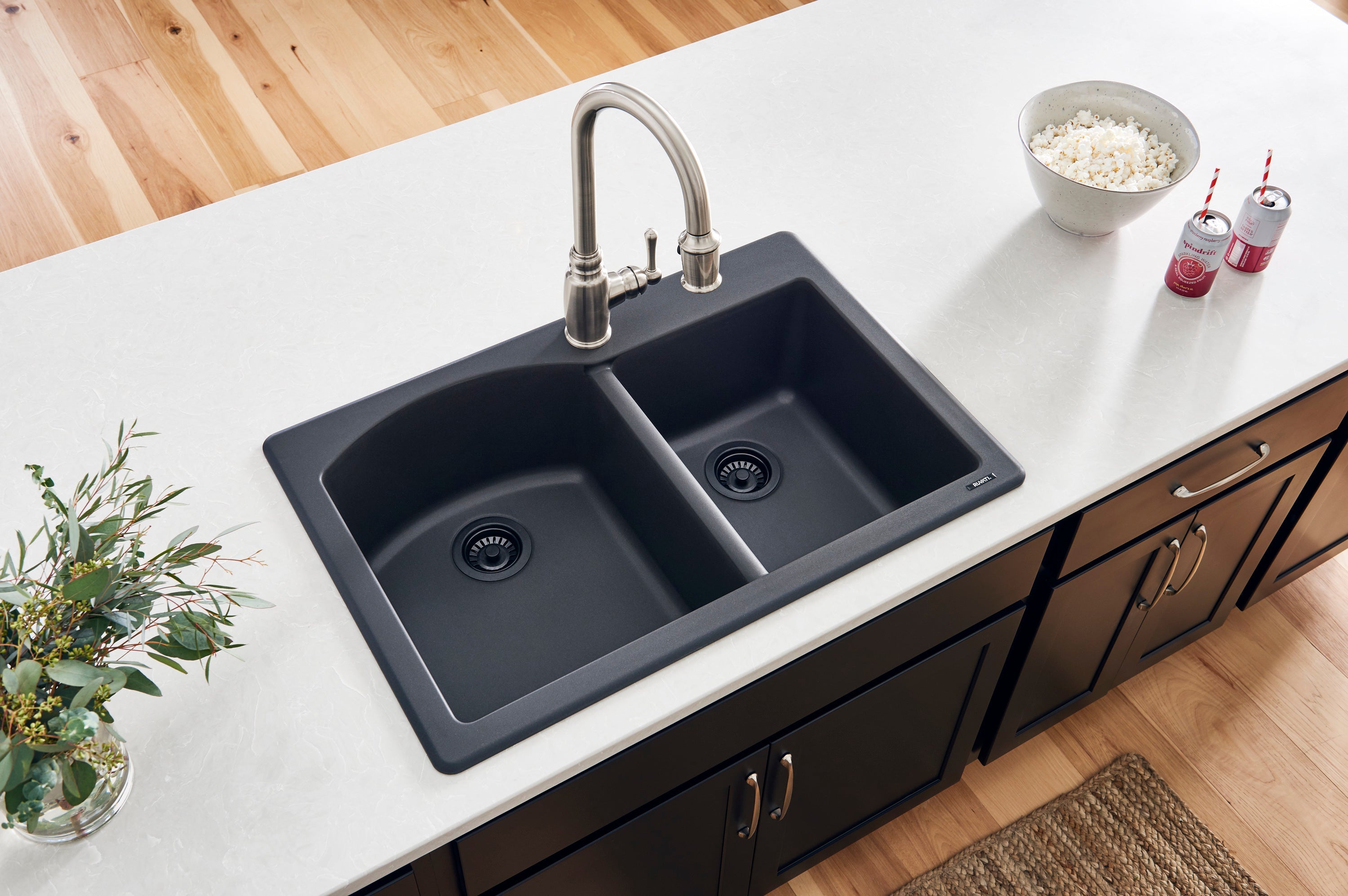Ruvati 33 x 22" epiGranite Dual-Mount Double Bowl Granite Composite Kitchen Sink