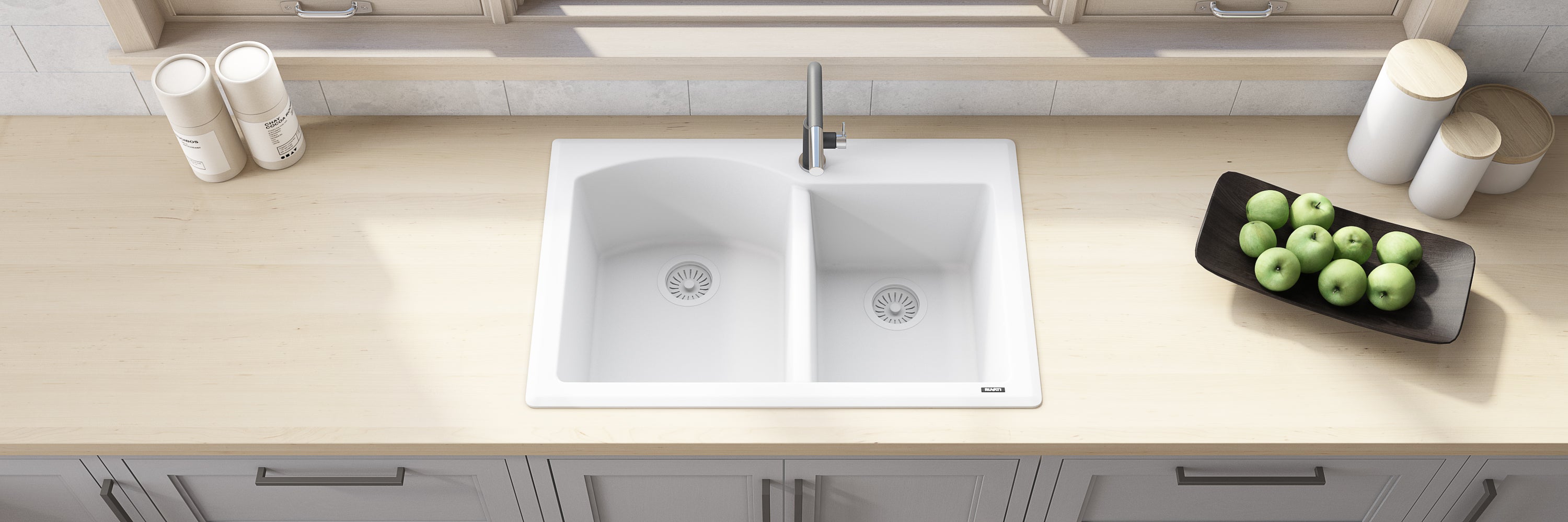 Ruvati 33 x 22" epiGranite Dual-Mount Double Bowl Granite Composite Kitchen Sink