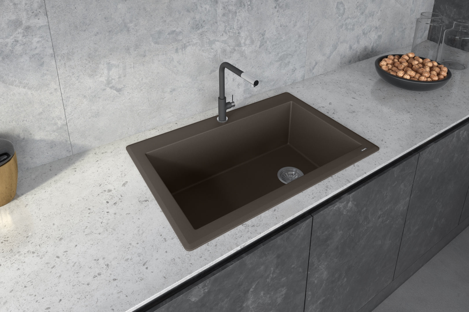 Ruvati 33 x 22" epiGranite Dual-Mount Granite Composite Single Bowl Kitchen Sink