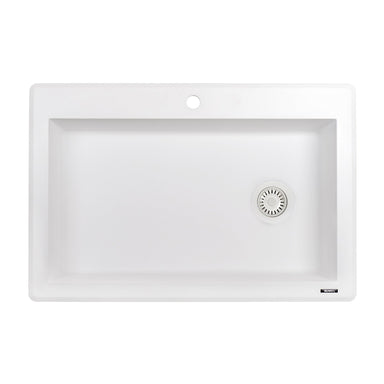 Ruvati 33" x 22" Granite Composite Topmount Single BowlKitchen Sink in White RVG1033WH