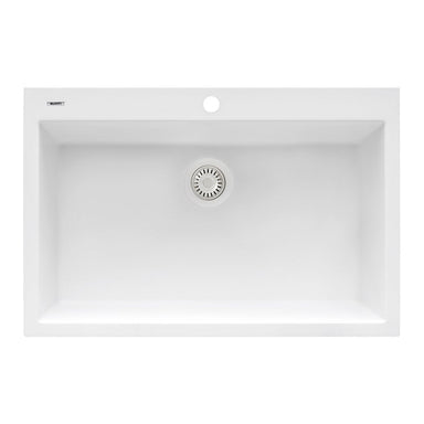 Ruvati 33" x 22" Granite Composite Topmount Single BowlKitchen Sink in White RVG1080WH