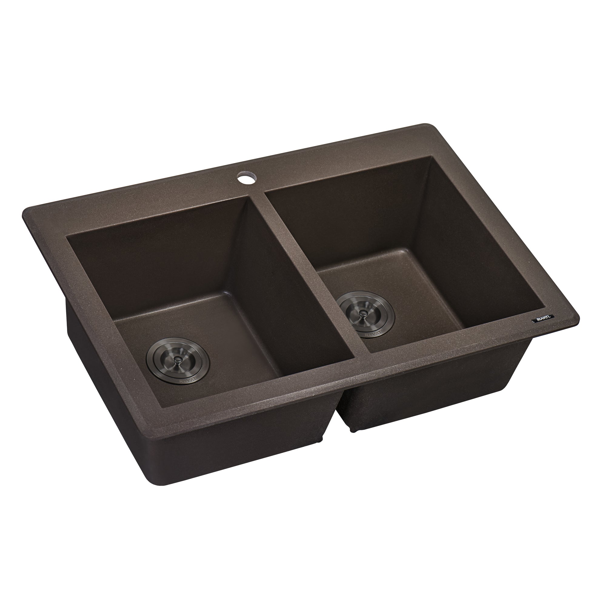 Ruvati 33 x 22" epiGranite Granite Composite Dual-Mount Double Bowl Kitchen Sink