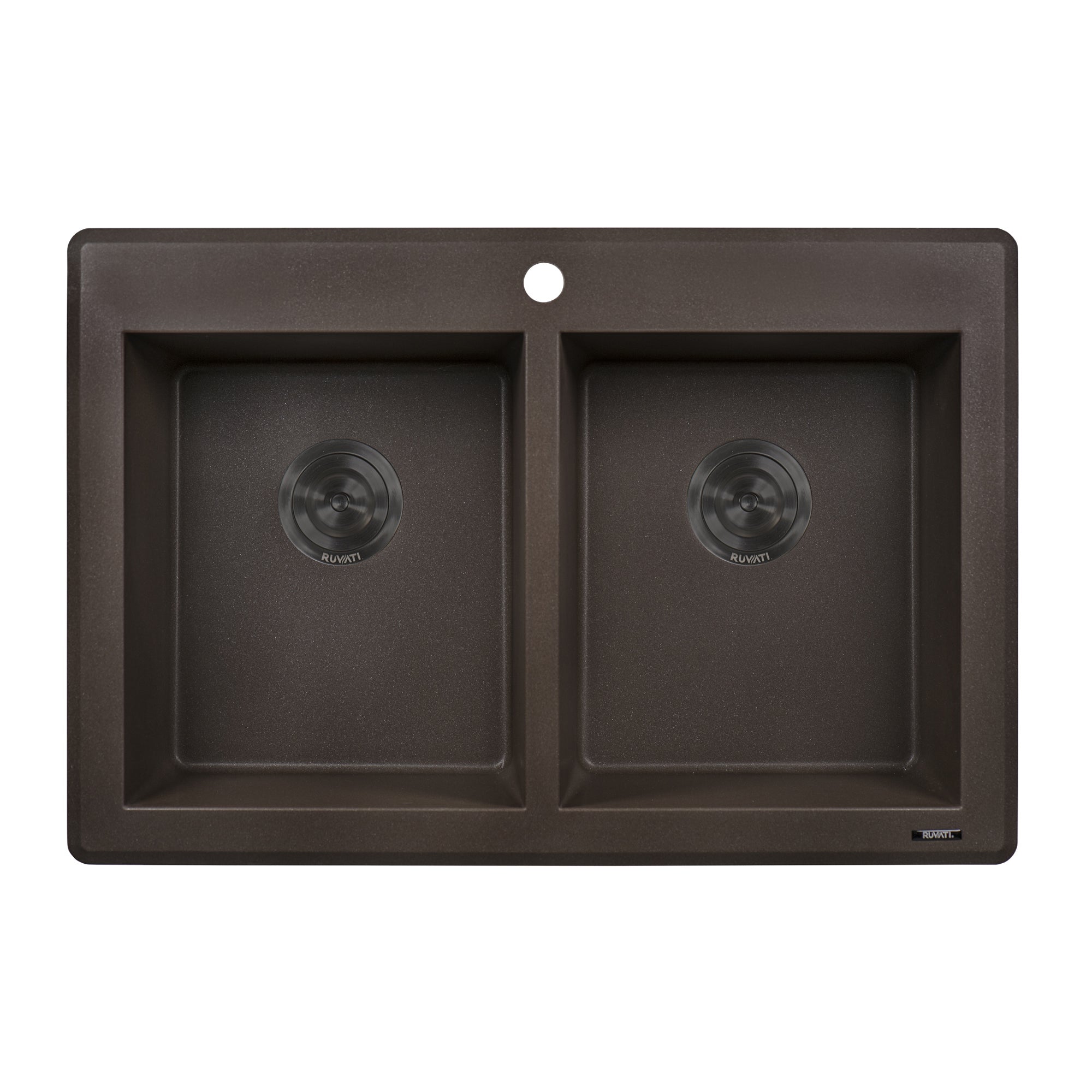Ruvati 33 x 22" epiGranite Granite Composite Dual-Mount Double Bowl Kitchen Sink