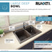 Ruvati 33 x 22" epiGranite Granite Composite Dual-Mount Double Bowl Kitchen Sink