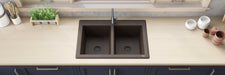 Ruvati 33 x 22" epiGranite Granite Composite Dual-Mount Double Bowl Kitchen Sink