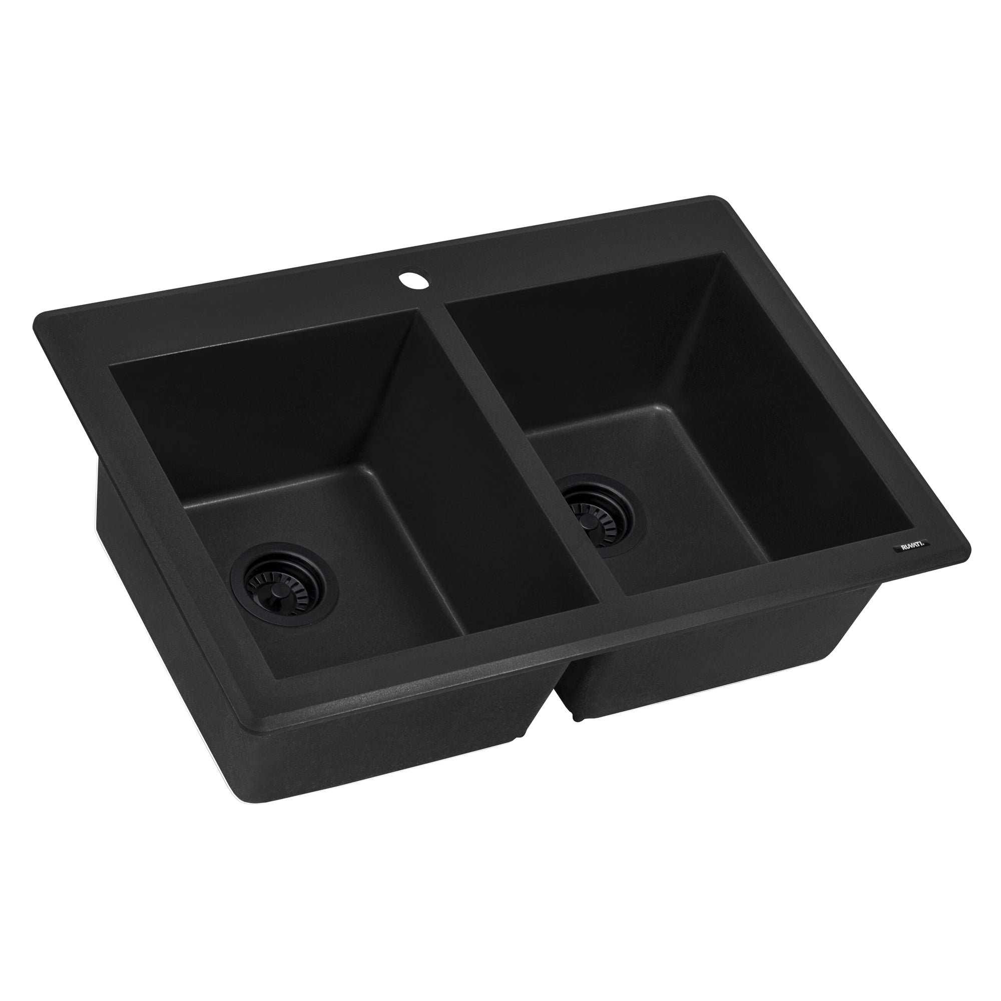 Ruvati 33 x 22" epiGranite Granite Composite Dual-Mount Double Bowl Kitchen Sink