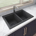 Ruvati 33 x 22" epiGranite Granite Composite Dual-Mount Double Bowl Kitchen Sink