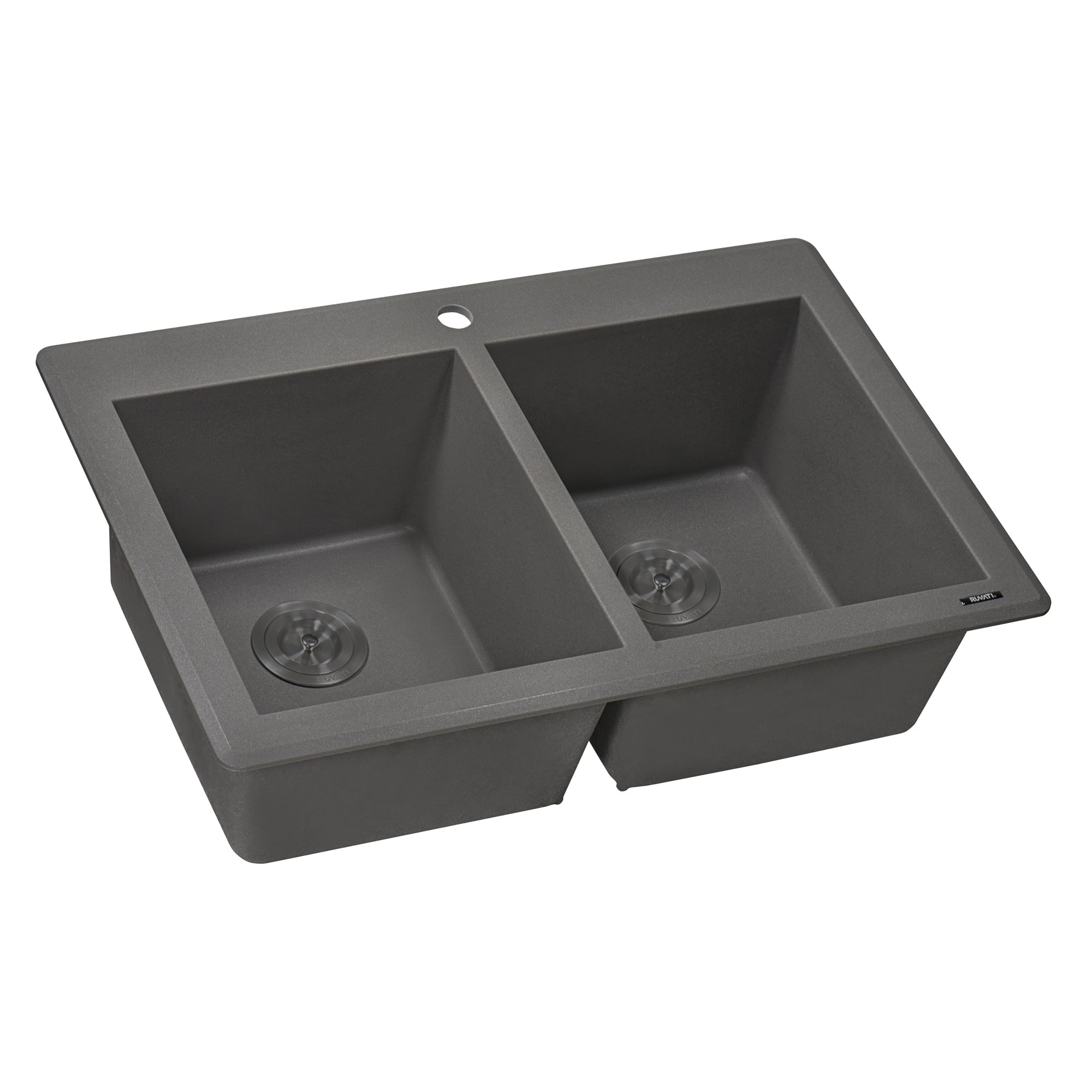 Ruvati 33 x 22" epiGranite Granite Composite Dual-Mount Double Bowl Kitchen Sink