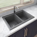 Ruvati 33 x 22" epiGranite Granite Composite Dual-Mount Double Bowl Kitchen Sink