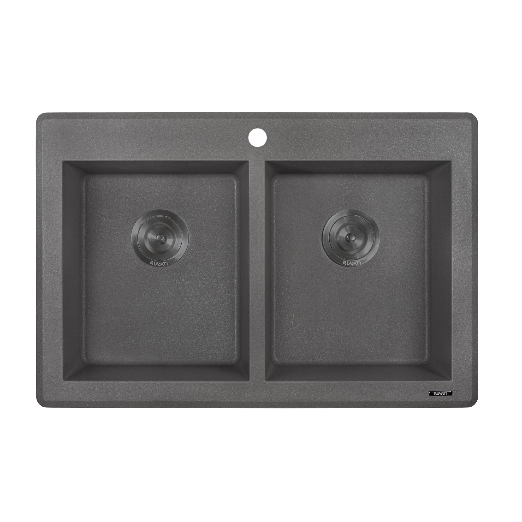 Ruvati 33 x 22" epiGranite Granite Composite Dual-Mount Double Bowl Kitchen Sink