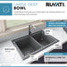 Ruvati 33 x 22" epiGranite Granite Composite Dual-Mount Double Bowl Kitchen Sink